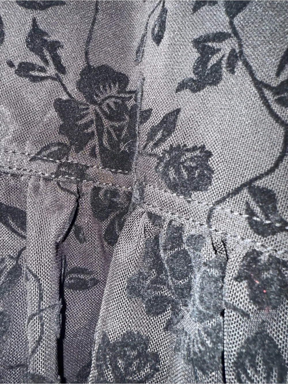 Free People Wednesday Bed Jacket Sheer Floral Velvet Tie-Front Blouse - Black